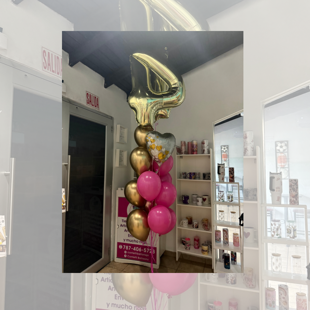 Docena de globos, 2 números 32” y un globo Foil 18”