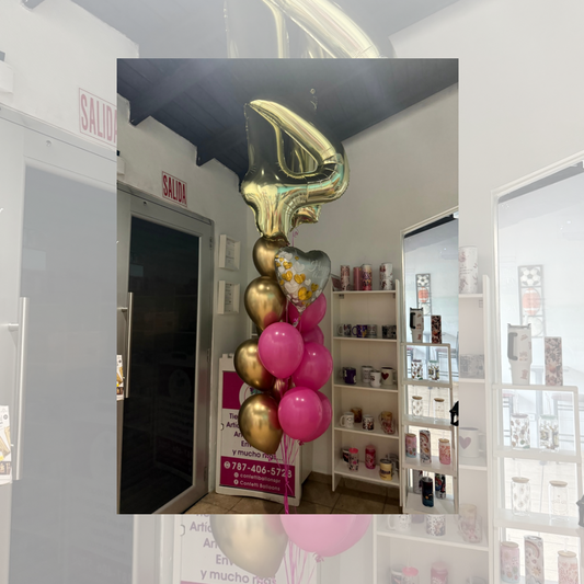 Docena de globos, 2 números 32” y un globo Foil 18”