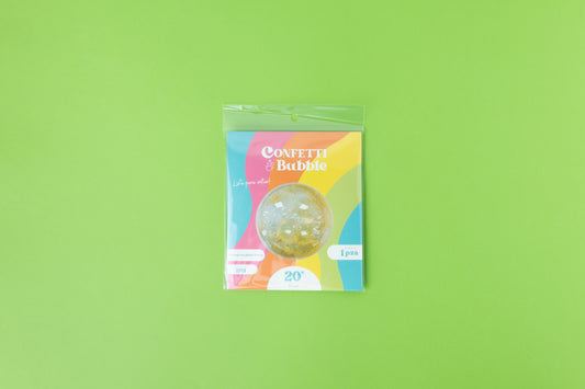 Confetti Bubbles 20” Pre estirada con gaiteros