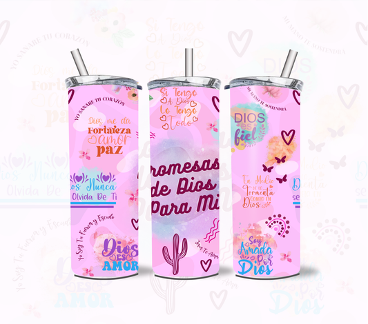Pink God promise tumbler